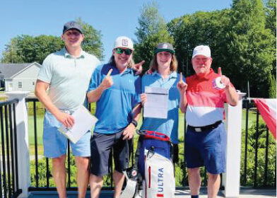 The WINNERS! Dan Hendrickson, Michael Delia, Jaxson Delia and MOAA member Mike Delia